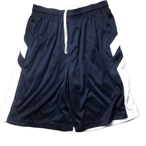 Alleson men’s reversible tie waist athletic shorts navy blue & white size medium